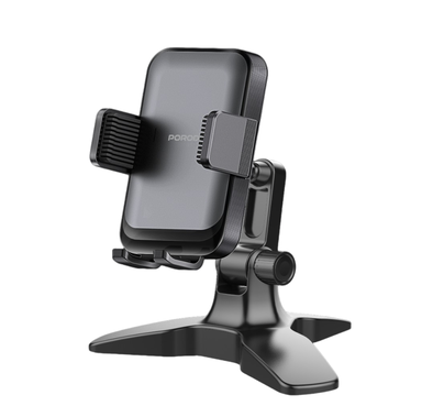Porodo Multi-Angle Desk Phone Holder for 4.7"-7" Devices, Stable Tripod Base, Rotating Ball Joint, Durable Material - Black