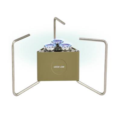Green Lion 3-Burner Foldable Camping Stove, Aluminum + Stainless Steel Material, 90g/h Gas Consumption, 3 Burners, Foldable & Adjustable, Flame Control - Khaki