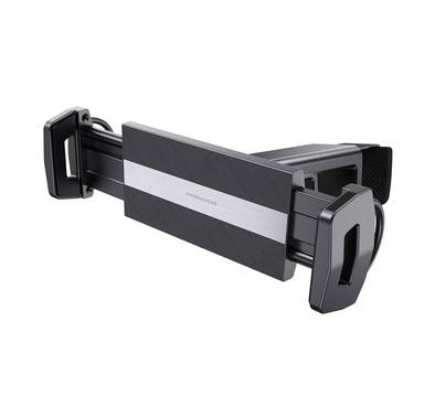 Porodo HS03 Universal Adjustable Tablet & Phone Mount, ABS + PC + Silicone Material, Horizontal & Vertical, Stabilized Clamp Base, Up to 1.37" Clamp - Black
