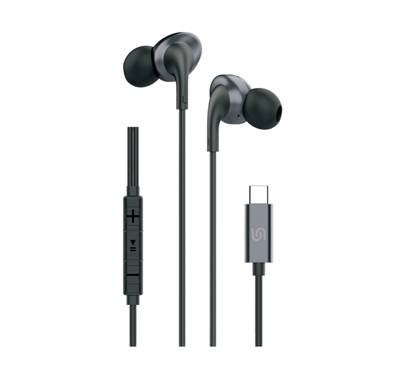 Porodo Soundtec Stereo Earphones, TPE + Metal + ABS Material, Type-C Connection, 1.2m Cable Length, High-Clarity Mic, Crisp Audio - Black