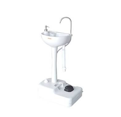Porodo Lifestyle Portable Handwash Station, Dispenses 220mL of Water Per Pump, 17L Water Capacity, 3L Soap Capacity, Foot Pump Operated, Efficient Pumping System - White