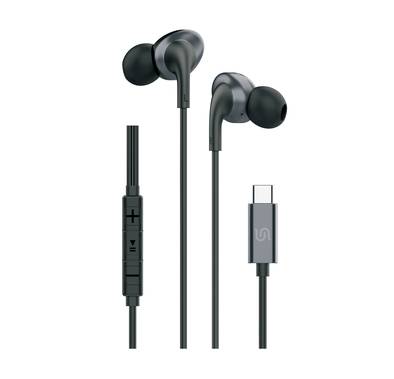 Porodo Soundtec Stereo Earphones, TPE + Metal + ABS Material, Type-C Connection, 1.2m Cable Length, High-Clarity Mic, Crisp Audio - Black
