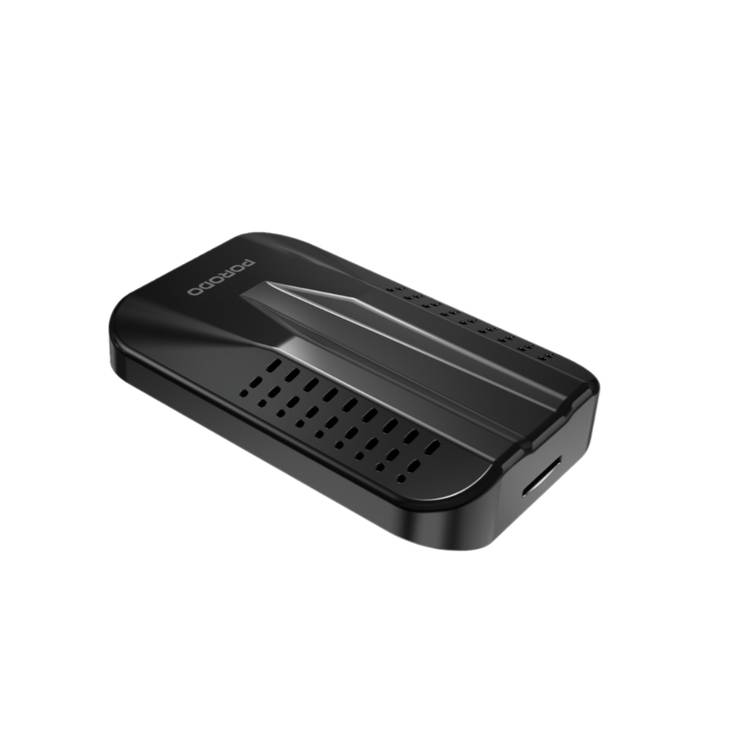 Porodo Wireless Carplay with Supports Split Screen, Bluetooth Version 5.2, Up to 128GB SD Card, Type-C USB Interface - Black