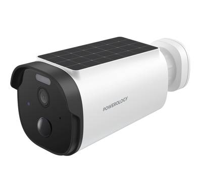 Powerology Built-in Solar Outdoor Camera, 5200mAh Battery Capacity, 3 to 9m PIR Range, 2304×1269P Resolution, 1.5W Solar Panel - White