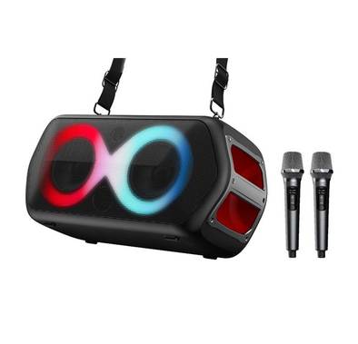 Monster Musicbox Go with 2 Microphones Bluetooth Speaker, RGB Color Lighting Effects, Bluetooth Version 5.3, USB-C Charging Port, 2.5 Hours Working Time - Black