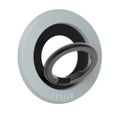 Levelo Lucero 2-in-1 Phone Ring Holder with N52 Magnets, Non-Slip Surface, 135° Flip Design, Comfortable Grip, 4000GS Magnetic Force - Gray