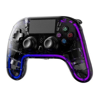 Porodo Gaming PS4 Gamepad Transparent Controller, PS4, PS3, PC (D-INPUT, X-INPUT), iOS, Android Compatibility, 3.5mm TRRS Audio Jack, Type-C Charging Port, 6-16 Hours Working Time - Black