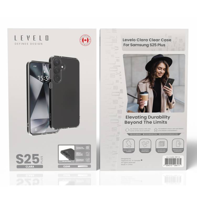 Levelo Clara Clear Case for Samsung Galaxy S25 Plus, TPU Material, Impact-Resistant Corners, Clearview Technology, Scratch-Resistant, Premium Quality Guaranteed - Clear