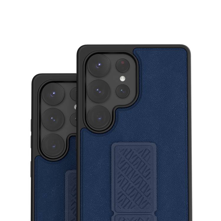 Levelo Morphix PU Leather Case for Samsung Galaxy S25 Ultra, Built-in Leather Kickstand, Scratch-Resistant, Impact-Resistant Corners, Hybrid Case - Blue