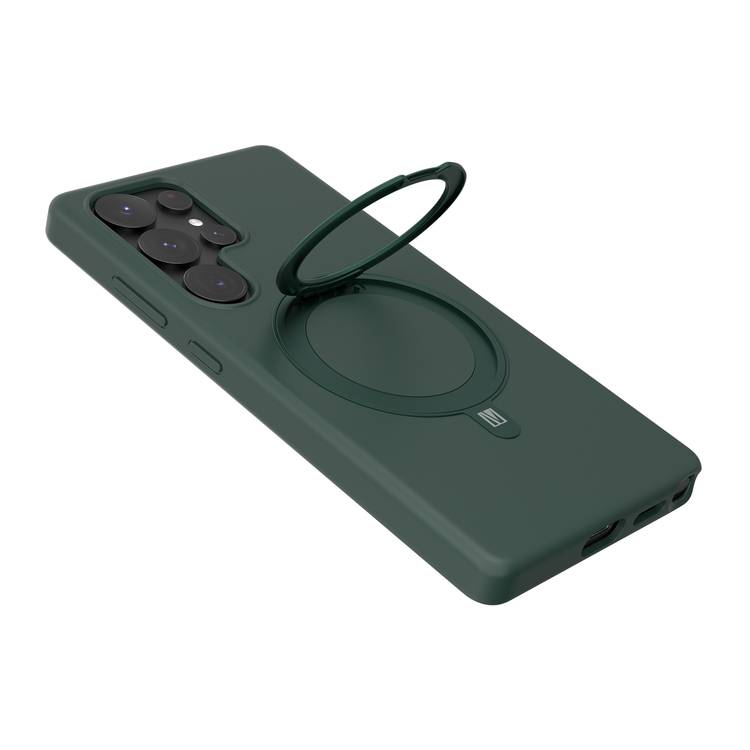 Levelo Iris Pro Liquid Silicone Case with Magsafe Compatibility for Samsung Galaxy S25 Ultra, Built-in Kickstand, Premium Liquid Silicone, Impact-Resistant Corners - Green