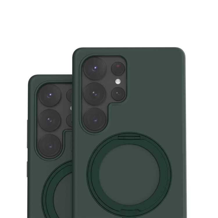 Levelo Iris Pro Liquid Silicone Case with Magsafe Compatibility for Samsung Galaxy S25 Ultra, Built-in Kickstand, Premium Liquid Silicone, Impact-Resistant Corners - Green