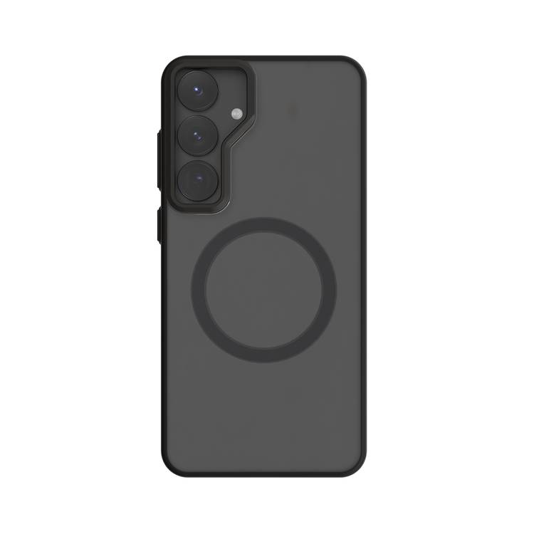 Levelo Elio Case for Samsung Galaxy S25 Plus with MagSafe Compatibility, Metal Camera Ring, Built-in Kickstand, Ultra-Thin Design, Anti-Yellowing - Black