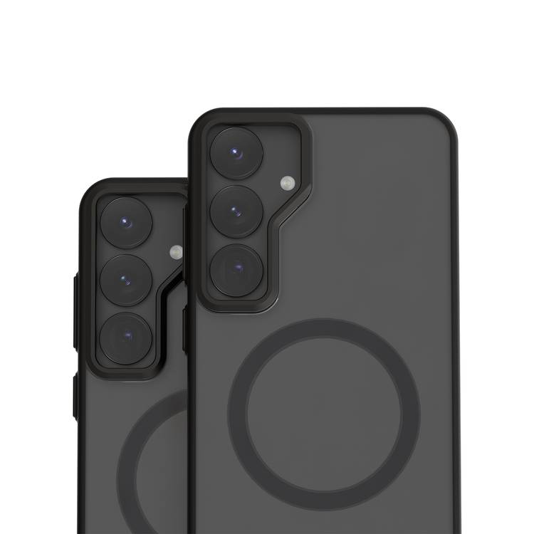 Levelo Elio Case for Samsung Galaxy S25 Plus with MagSafe Compatibility, Metal Camera Ring, Built-in Kickstand, Ultra-Thin Design, Anti-Yellowing - Black