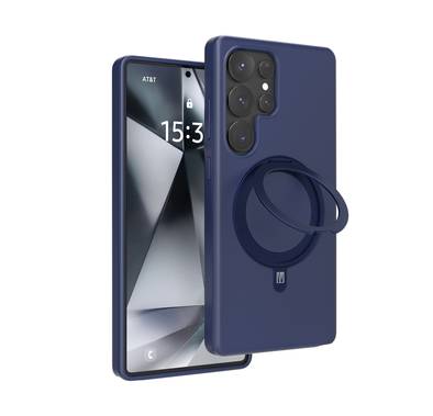 Levelo Iris Pro Liquid Silicone Case with Magsafe Compatibility for Samsung Galaxy S25 Ultra, Built-in Kickstand, Premium Liquid Silicone, Impact-Resistant Corners - Blue