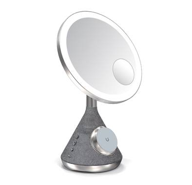 Porodo LED Makeup Mirror with 3 Brightness Levels, Bluetooth Speaker, Up to 30m Bluetooth Transmission Distance, USB-C Power Port, MagSafe Charger, 1m Charging Cable Included - Silver