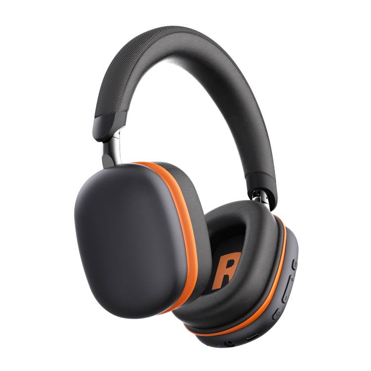 Porodo Soundtec Vibe Wireless Headphones with 36 Hours Play Time, Bluetooth Version 5.3, 2.5 Hours Charging Time, Type-C Charging Port - Black