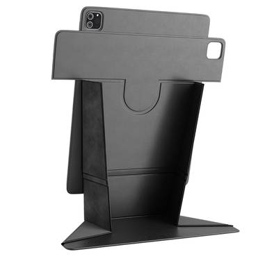 Levelo Elegante Folio Pro Case for iPad Pro 13" 2024, 360° Rotation, Multi Fold, PU Leather, Stain Resistant - Black