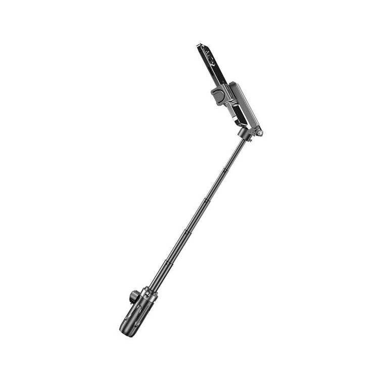 Porodo Foldable Selfie Stick with Tripod, ABS  & Aluminum Alloy Material, Up to 5,000 photos Working Time, 1Hour Charging Time - Black