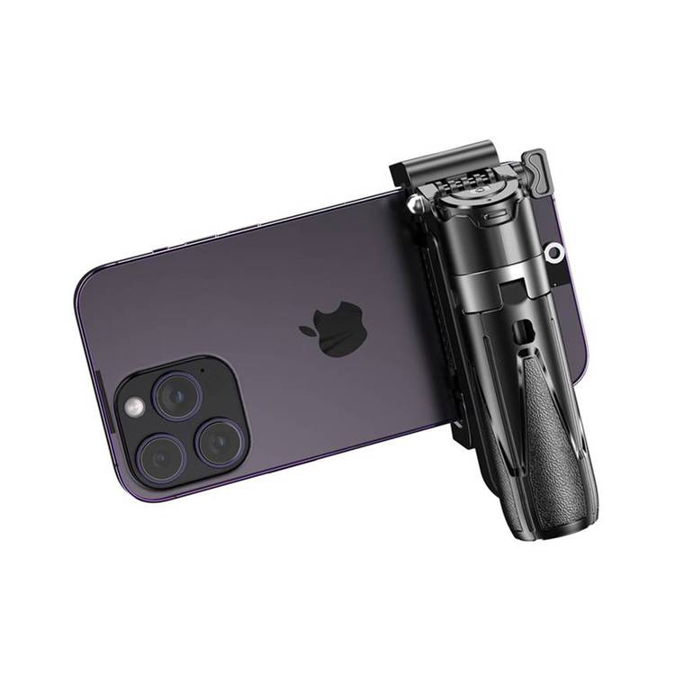 Porodo Foldable Selfie Stick with Tripod, ABS  & Aluminum Alloy Material, Up to 5,000 photos Working Time, 1Hour Charging Time - Black
