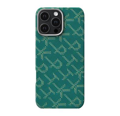 Pitaka Aries Tactile Woven PTK Case for iPhone 16 Pro, Raised Camera Lips, Precise Cutouts, Ultra-thin & Lightweight, Scratch Resistant - Green / Gold