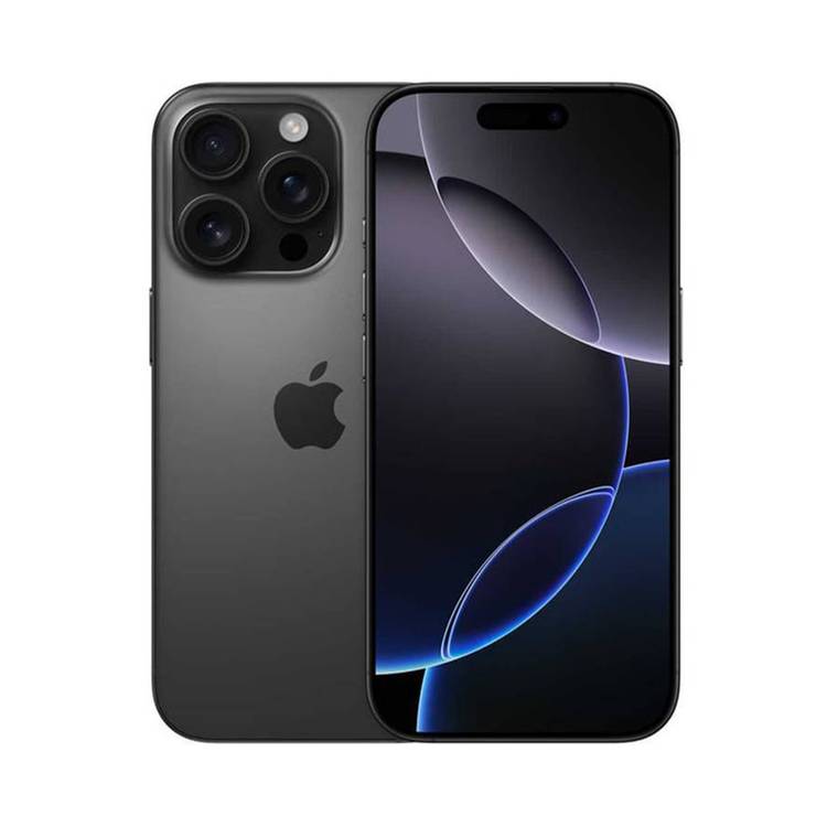 Apple iPhone 16 Pro with 256GB Capacity, 6.3‑inch Screen Size, USB-C Connector Type, 6‑Core CPU, 6‑Core GPU, 5G Network Technology, Splash, Water & Dust Resistant, Middle East Version - Black Titanium