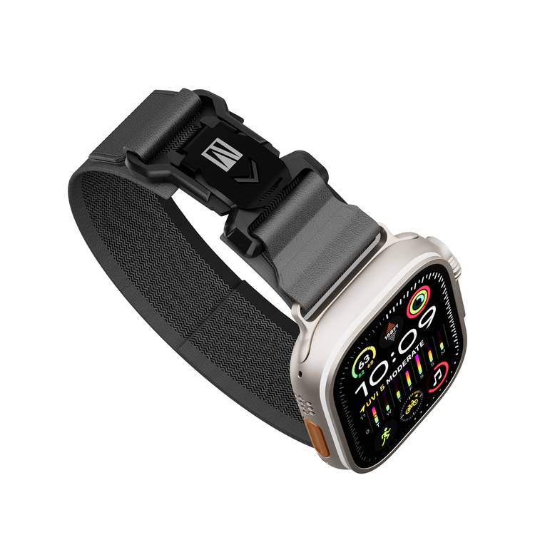 Levelo Rove Nylon Watch Strap with Magnetic Buckle, Compatible with 49/46mm Smartwatches & Apple Watch SE, Series 9, 8, 7, 6, 5, Abrasion Resistance, Hypoallergenic Material, Easy Snap-On & Quick Release Mechanism, Water-Resistant, Sweat-Resistant, 24/7 Wearability - Black
