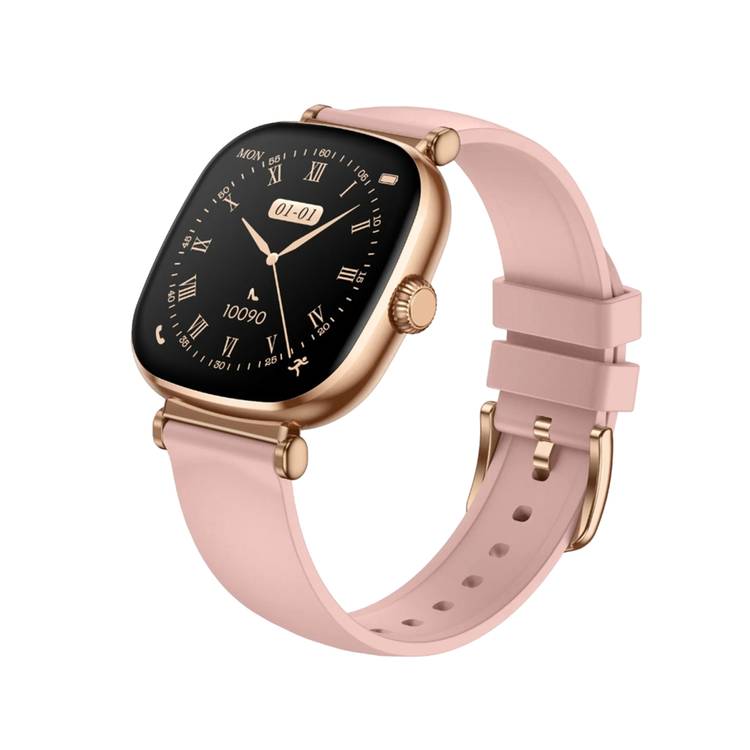 Green Lion Princess Smart Watch, Extra Strap Included, Find Watch, Blood Pressure,  Sleep Monitoring,  Music Control, Call & Social Notifications - Glossy Gold