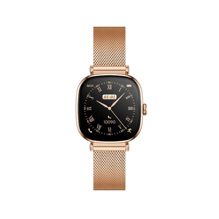 Green Lion Princess Smart Watch, Extra Strap Included, Find Watch, Blood Pressure,  Sleep Monitoring,  Music Control, Call & Social Notifications - Glossy Gold