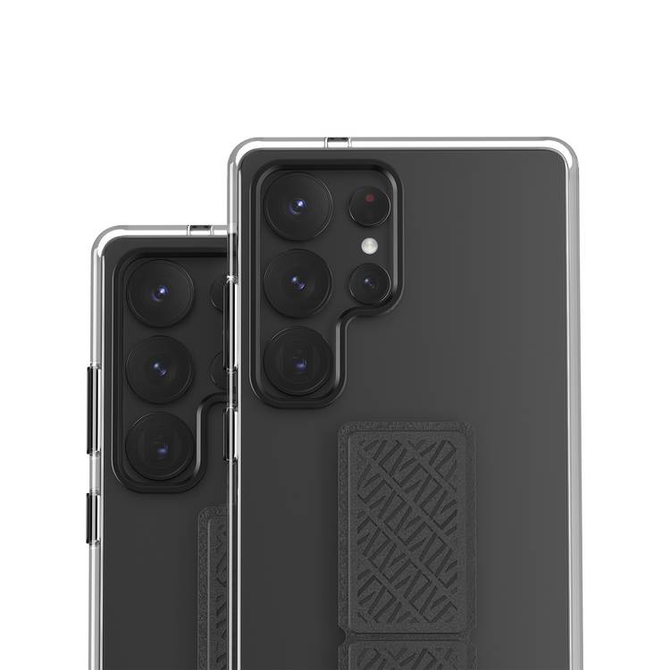 Levelo Morphix Clara Case with Built-in Leather Grip for Samsung Galaxy S25 Ultra, TPU Material, Impact-Resistant Corners, Metal Camera Ring, Hybrid Material - Black