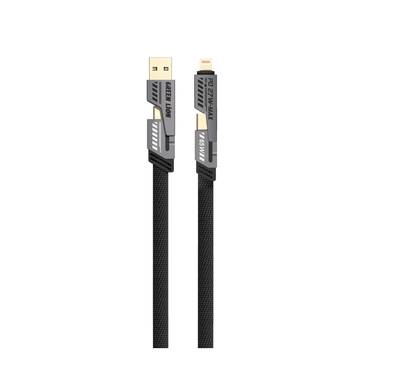 Green Lion 2 in 2 Braided Cable, C to C+L and A to C+L, 1.2m Cable Length, 480Mbps Transfer Speed, Wide Compatible, Charge & Sync, 10000 Bends Life Span - Gray