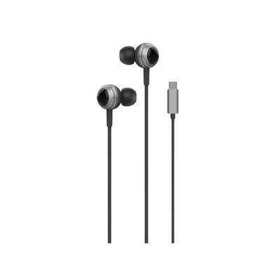 Green Lion Stereo X70 Wired Earphones with 1.2m Type-C Cable, Comfortable to Wear, Built-in Microphone, High-Quality Sound, Voice Assistant - Black