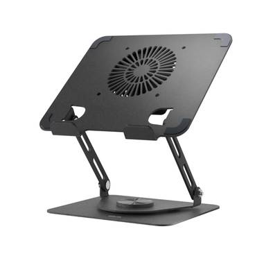 Green Lion Adjustable Laptop Stand with Cooling Fan, 8kg Weight Capacity, Widely Compatible Design to Fit Various Laptop Sizes - Black
