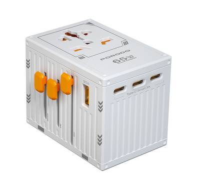 Porodo Travel Universal Charger, Dual Fuse, PD 65W, 4 USB...