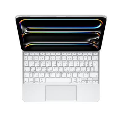 Apple Magic Keyboard for iPad Pro 13" M4 with Arabic Language, Front & Back Protection, Backlit Keys & a Scissor Mechanism, USB-C Port, 14-Key Function Row for Quick Access, Portable & Thin Design, Multi-Touch Gestures - White