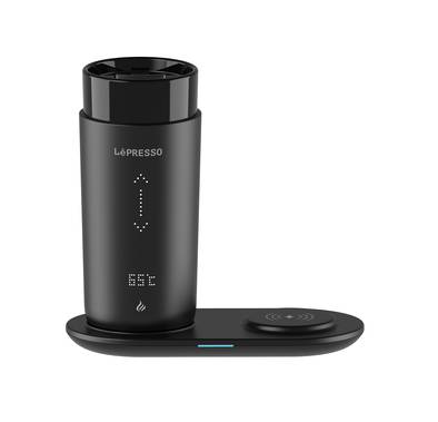 LePresso Smart Travel Heating Mug, Wireless Charging Base, Temperature Control, Real-Time Display, Leak-Proof Design - Black