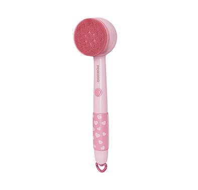 Porodo Lifestyle Kids Electric Bath Brush, Soft Silicone Brush, 2 Levels Speed, Type-C Charging Port, Child Friendly Design, Soft Loofah Cleanser - Pink