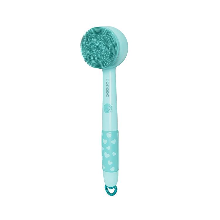Porodo Lifestyle Kids Electric Bath Brush, Soft Silicone Brush, 2 Levels Speed, Type-C Charging Port, Child Friendly Design, Soft Loofah Cleanser - Blue