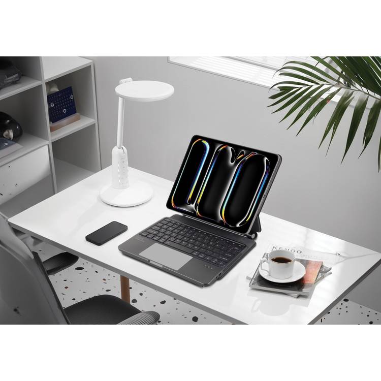 Levelo AeroBoard Pro Saffiano Leather Wireless Keyboard for iPad Pro 13" 2024, Stainless  Steel + Rubber Finish, 500mAh Battery Capacity, Type-C Charging Interface, Up to 320 Hours Working Time, 7 Color Light Modes - Black