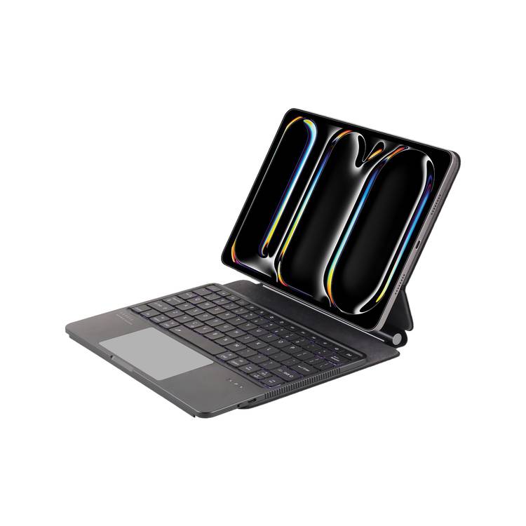Levelo AeroBoard Pro Saffiano Leather Wireless Keyboard for iPad Pro 13" 2024, Stainless  Steel + Rubber Finish, 500mAh Battery Capacity, Type-C Charging Interface, Up to 320 Hours Working Time, 7 Color Light Modes - Black