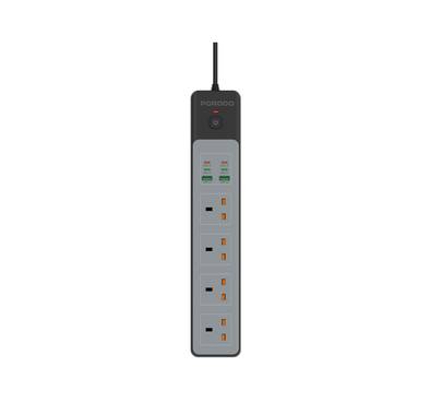 Porodo 4AC 65W 3000W Power Strip - Black