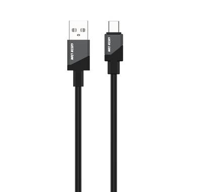 Green Lion USB-A to USB-C Silicone Cable with 480Mbps Transfer Speed, 15W Charging, Up to 10,000 Bends Lifespan, Wide Compatibility - Black