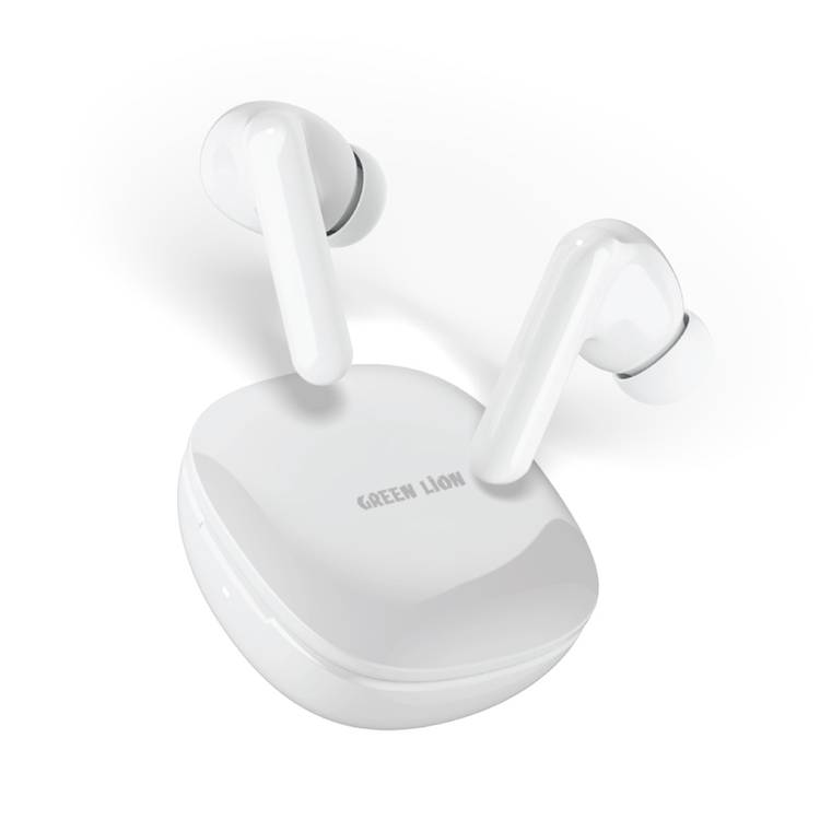 Green Lion Osaka True Wireless Earbuds with Hybrid ANC, Voice Assistant Mode, Touch Control, Dual Mic ENC, 10 Meters Transmission Range - White  