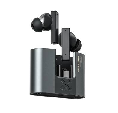 Green Lion ZINC X Metal Earbuds TWS with ANC, Aluminum Alloy Case, High-Definition Microphone, 25dB Noise Reduction, 10 Meters Transmission Range - Black