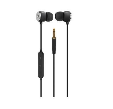 Green Lion Stereo X90 3.5 mm Wired Earphones, In-Ear Design, Voice Assistant, 1.2 Meter Cable Length - Black