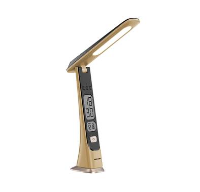 Green Lion LED Table Lamp with ABS Material, 1800mAh Battery Capacity, Cold-Natural-Warm Light Modes, 3.5 Hours Working Time, Adjustable Brightness & Angle, Digital Time & Date - Wooden