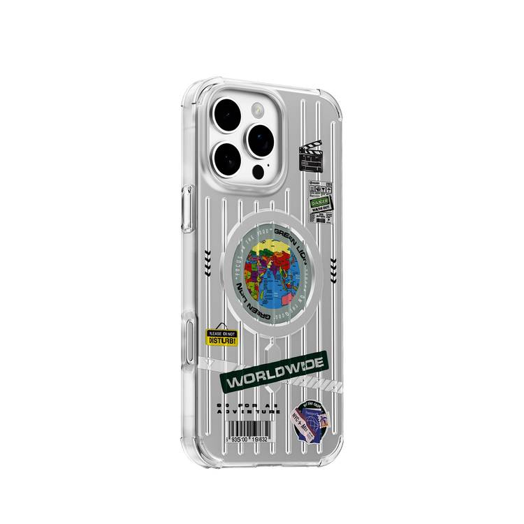 Green Lion Globe MagSafe Case for iPhone 16 Pro with Drop-Protection, Anti-Scratch, Strong Magnets, Comfortable Grip, Dual-Sided Coating, Fingerprint Resistant, 3D Grooved Texture - Silver