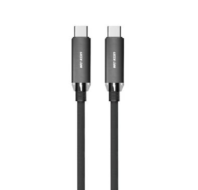 Green Lion USB-C to USB-C Braided Cable with 240W Current, 1m Cable Length, 480Mbps Transfer Speed, 10,000 Bends Lifespan, Safe & Secure - Black