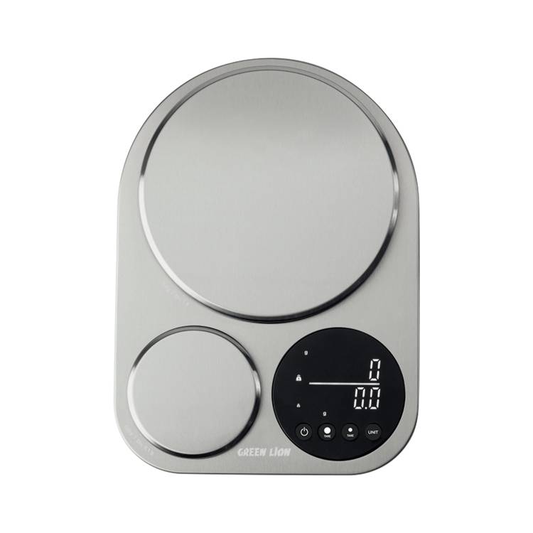 Green Lion Dual Kitchen Scale with Low Battery Indicator, Large & Small Platforms, Overload Indicator, Digital Display, Tare Function, Stainless Steel 201 Material - Silver 