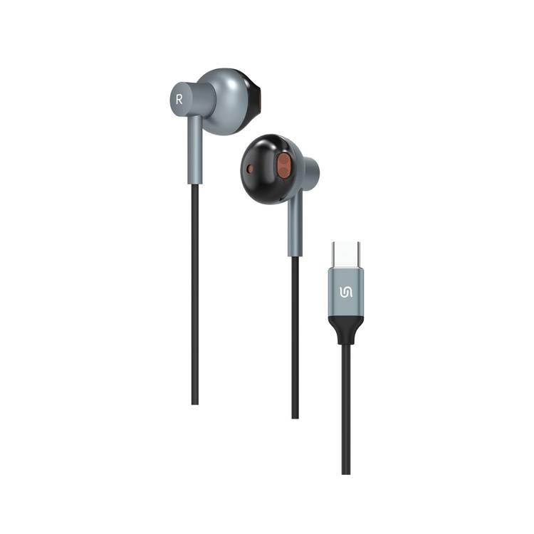 Porodo Soundtec Stereo Earphones with High-Clarity Microphone, Crisp Audio, Type-C Connector, Answer & Close Call, Three-Button Control - Black