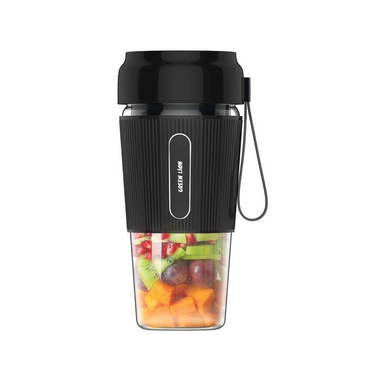Green Lion G-Blend X Portable Juicer with 300mL Capacity, 1500mAh Battery Capacity, PC Jar Material, Stainless Steel Blade Material, Type-C Charging Port, 3-4 Hours Charging Time - Black